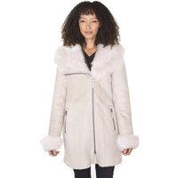 Infinity Leather Women's Suede Merino Sheepskin Coat-Ringwood in Grey | Size: 8