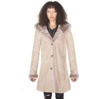 Infinity Leather Women's Suede Merino Sheepskin Parka Coat-Richmond in Taupe | Size: 16