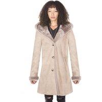 Infinity Leather Women's Suede Merino Sheepskin Parka Coat-Richmond in Taupe | Size: 24