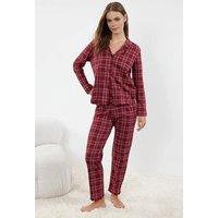 WOVCOR Women's 2-Piece Argyle Print Cotton Knit Pajama Set in Burgundy | Size: XS