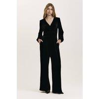 Finery London Women's Petite Anna Velvet Jersey Jumpsuit in Black | Size: 10