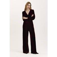 Finery London Women's Petite Anna Velvet Jersey Jumpsuit in Wine | Size: 18