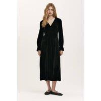 Finery London Women's Petite Laila Velvet Midi Waisted Dress in Black | Size: 14