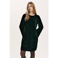 Finery London Women's Hattie Velvet Jersey Printed Dress in Bottle Green | Size: 8