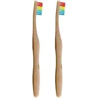Dr. Botanicals Women's Bamboo Toothbrush Rainbow x 2 Duo Set in White