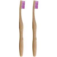 Dr. Botanicals Women's Bamboo Toothbrush Purple x 2 Duo Set in White
