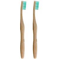 Dr. Botanicals Women's Bamboo Toothbrush Green x 2 Duo Set in White