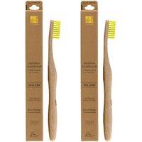 Dr. Botanicals Women's Bamboo Toothbrush Yellow x 2 Duo Pack in White