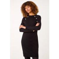 Roman Women's Button Detail Knitted Dress in Black | Size: 10