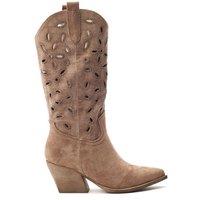 b.soleful Women's 'Gloribel' Alcantara Western Boot in Camel | Size: 4