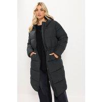 Yours Women's Longline Puffer Coat in Black | Size: 18