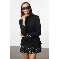 WOVCOR Women's High Neck Long Sleeve Knit Mini Dress in Black | Size: Medium