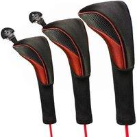 NESTLUNE Black-Red 3Pcs Golf Club Head Covers Set Driver 1# 3# 5# in Black | Size: 0-1 m
