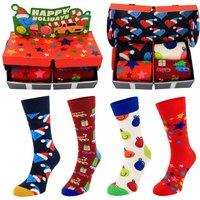 Happy Socks Men's 4-Pack Holiday Classic Multicolour Gift Set | Size: 7-11
