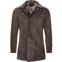 Infinity Leather Men's Sheepskin Classic Car Coat-Avondale in Brown | Size: XL