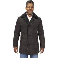 Infinity Leather Men's Sheepskin Classic Car Coat-Littlehampton in Brown | Size: Medium