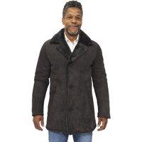 Infinity Leather Men's Sheepskin Classic Car Coat-Littlehampton in Brown | Size: Large