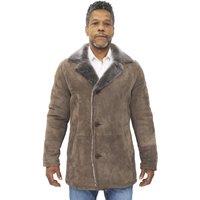 Infinity Leather Men's Sheepskin Classic Car Coat-Littlehampton in Taupe | Size: XL