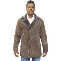 Infinity Leather Men's Sheepskin Classic Car Coat-Littlehampton in Taupe | Size: 5XL