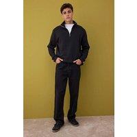 WOVCOR Men's Stand Collar Zip Neck Fleece Lined Sweatshirt in Black | Size: Large