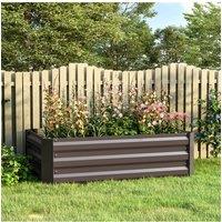 Living and Home Galvanized Steel Outdoor Raised Garden Bed Planter Box in Brown