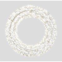 Xmas Haus 50x5cm 2D White Metal Wreath with 720 Cool White LED in Black | Size: 50x5 cm