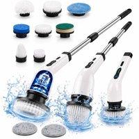 Keplin Cordless Electric Spin Scrubber, 9-in-1 Grout & Scrubbing Brush Set in White