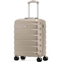 Flight Knight Lightweight Travel Suitcase 55x40x20cm | Hard Shell Carry On Luggage in Cream | Size: Cabin
