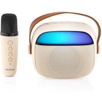 Krypton Portable Bluetooth Speaker With Wireless Microphone Karaoke in White