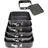 NESTLUNE 5PCS NON STICK BAKING CAKE MOULD TINS SQUARE in Black | Size: 100 cm x 15 cm