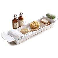 KORVIXA Extendable Bath Rack Tray Over Bath Bridge Caddy in White | Size: 60 cm x 100 cm