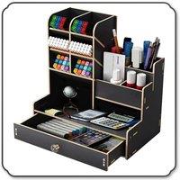 PAWNORA Office Study Desk Organizer bright black
