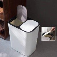 EONLION Kitchen Circular Double Recycling Waste Bin in White | Size: 100 cm