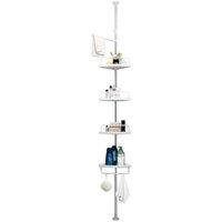 Kelvenix 4 Tier Telescopic Pole Bathroom Wall Corner Shelf Rack in White