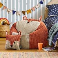 icon Kids Animal Classic Bean Bag & Cushion Bundle Jumbo Cord in Terracotta