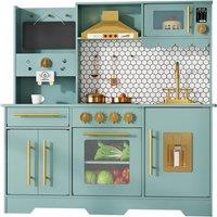 London Boutique Wooden Toy Play Kitchen Kids Role Play Kitchen Accessories w/Ice Maker in Green
