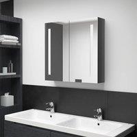 Berkfield Home LED Bathroom Mirror Cabinet Shining Grey 62x14x60 cm | Size: 62 x 14 x 60 cm