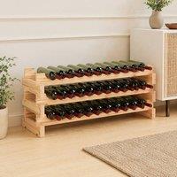 STILVORA 3 Tier Wine Rack for 36 Bottles, Stackable, Natural Wood