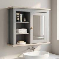 STILVORA Bathroom Mirror Cabinet with Shelves Grey