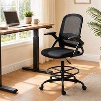 STILVORA Desk Chair with Flip-up Armrests, Black
