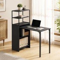 STILVORA Black Folding Desk with 4-Tier Storage