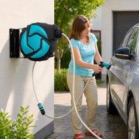 STILVORA Wall Mounted Hose Reel 10 m with 7 Spray Patterns in Turquoise