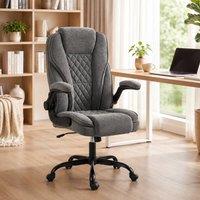 STILVORA Grey Office Chair with Pocket Springs & Flip-up Armrests