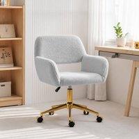 STILVORA Grey Swivel Office Chair with Faux Fur Upholstery