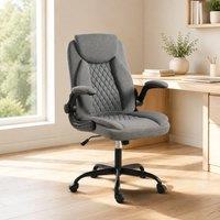 STILVORA Office Chair with Flip-Up Armrests & Rocking Motion in Grey
