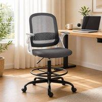 STILVORA Grey Desk Chair with Flip-up Armrests