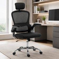 STILVORA Office Chair with Lumbar Support & Flip-up Armrests in Black