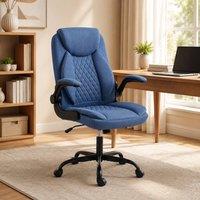STILVORA Office Chair with Flip-Up Armrests in Blue Fabric