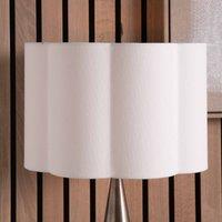 Ruma White Handloom Scalloped Cylinder Shade for Table Lamps | Size: 14 inches
