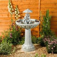 Primrose Umbrella Solar Water Feature & Bird Bath 82cm in Light Grey